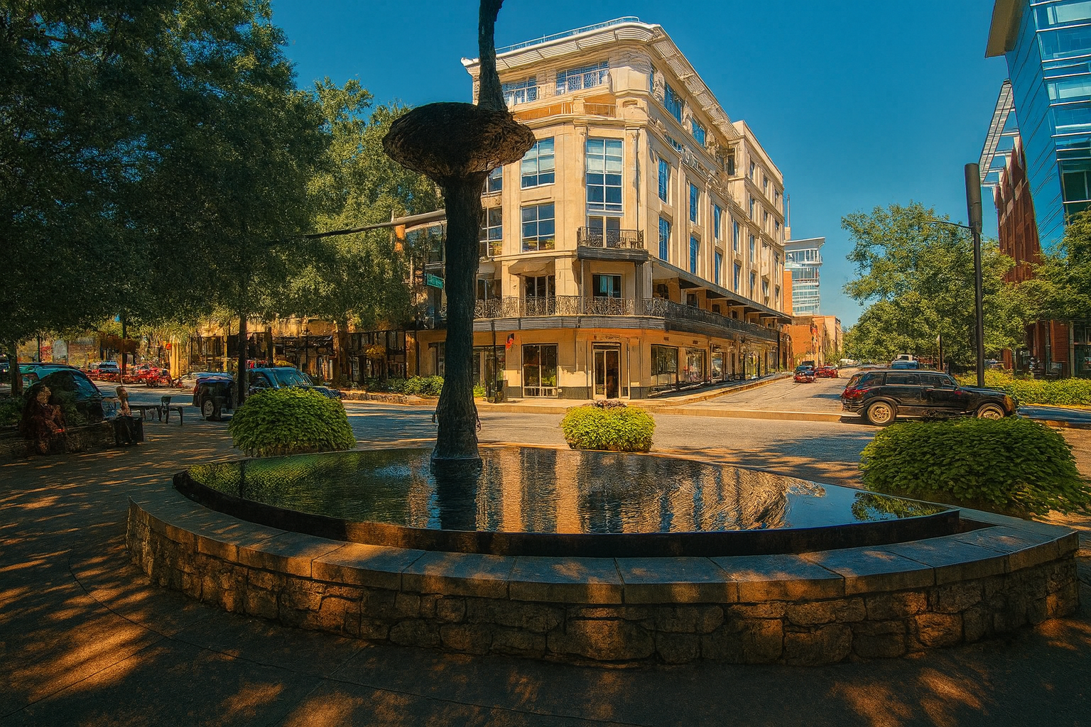 Downtown Greenville fountain