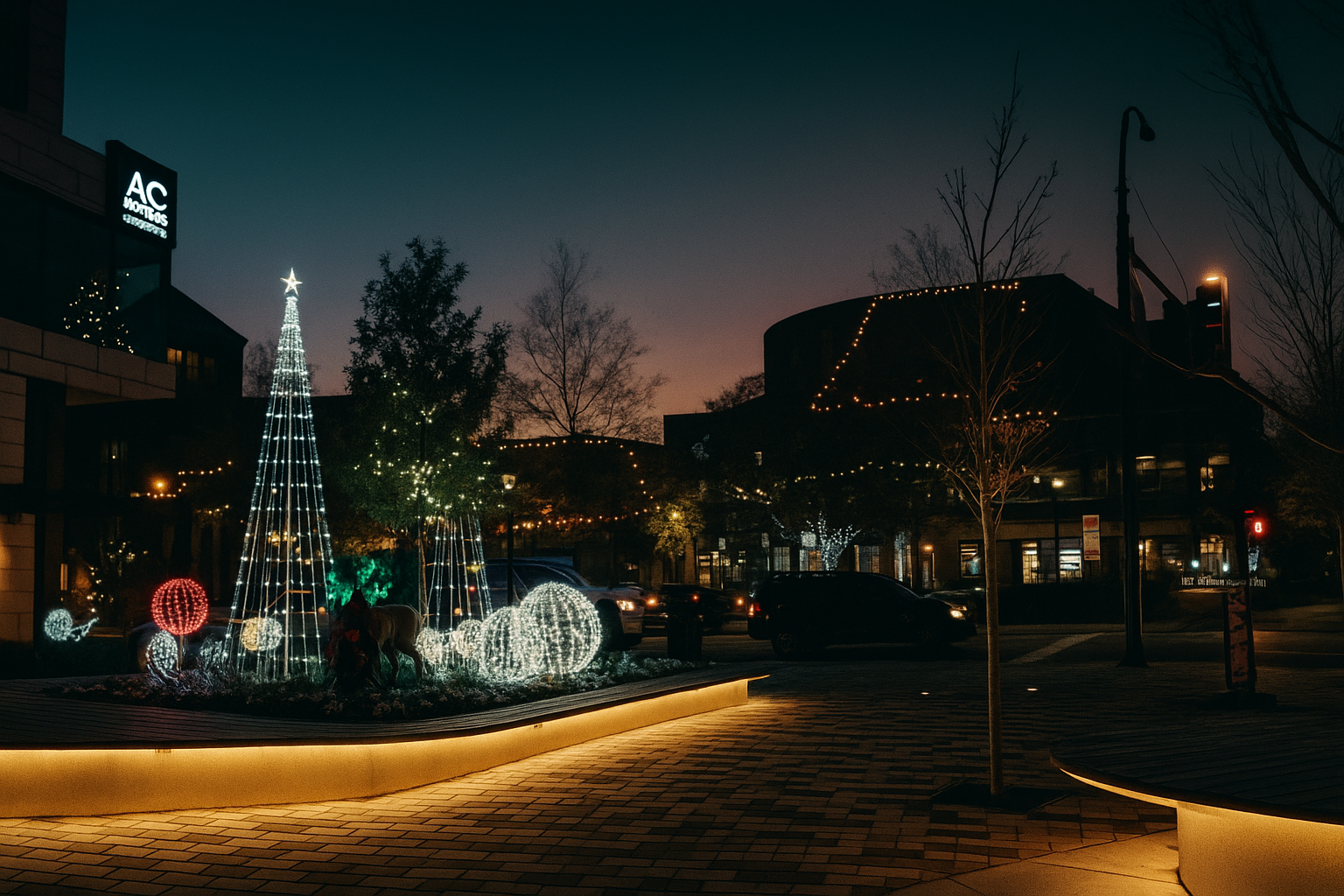 Downtown Greenville at dusk — hero